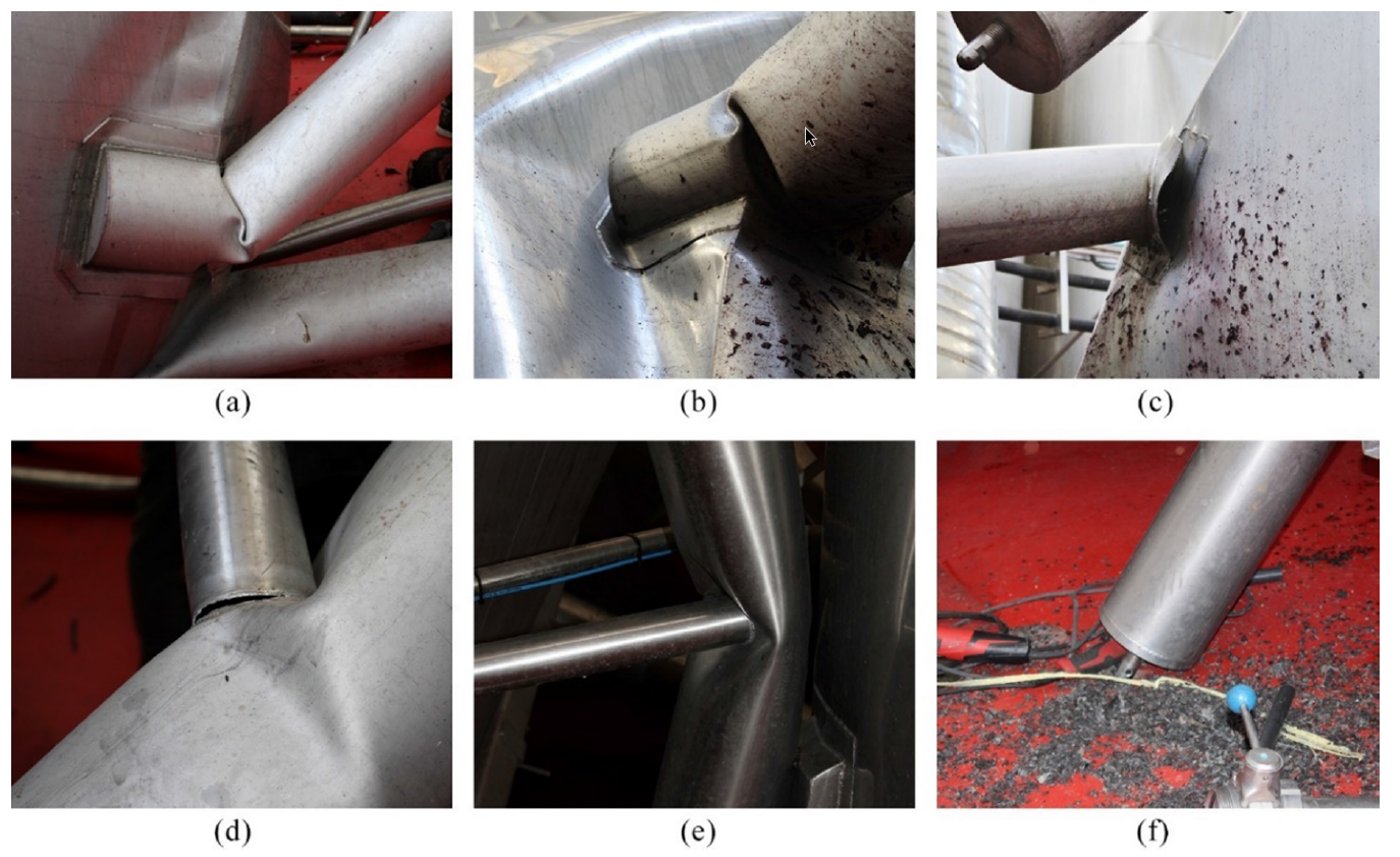 Plastic deformation and local buckling at the column-to-shell junction