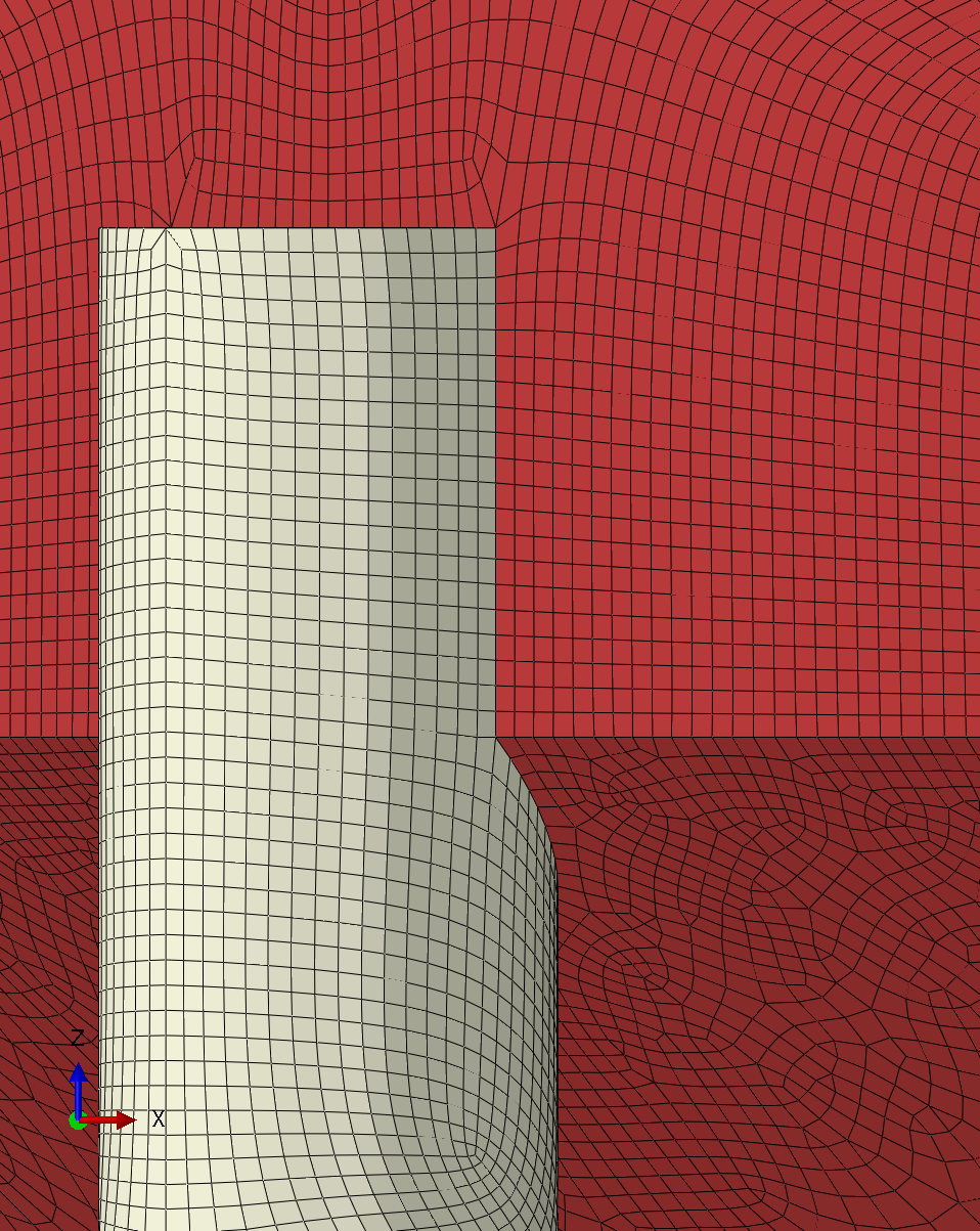 Mesh detail at the column-to-tank junction